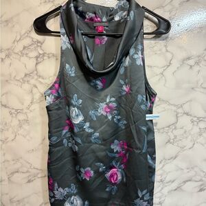 NEW Vince Camuto Gray Floral Print Tank Top Size M